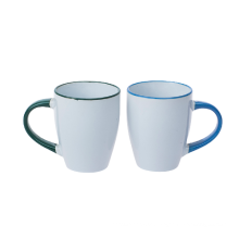 Fabrikpreis Großhandel Keramik -Kaffeetasse Espresso -Tasse mit Farbgriff und Kante zur Aktion